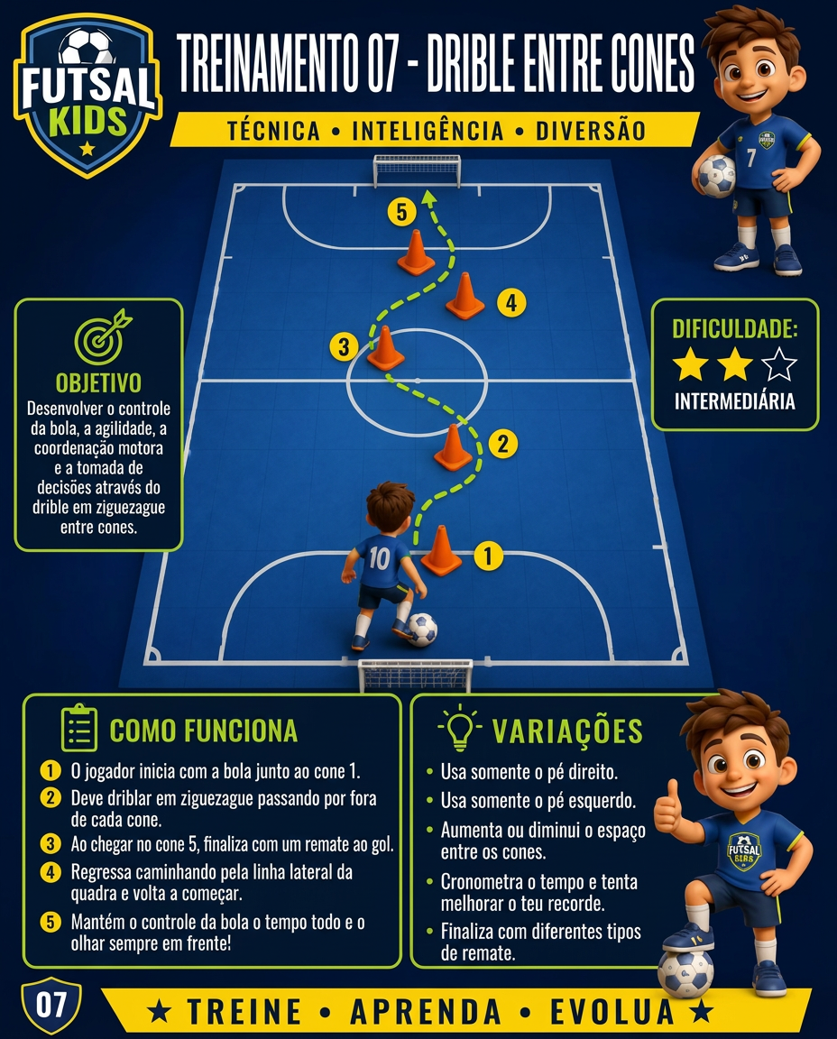 Prévia de página: treinamento de drible entre cones