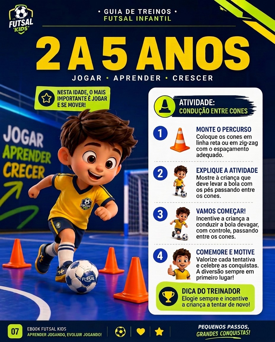 Prévia de página: atividade de condução entre cones para 2 a 5 anos